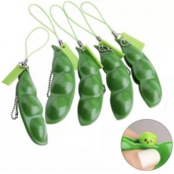 Peas in a Pod Squishy Key Chain Fidget Book Bag Toy - Picture 2 of 2